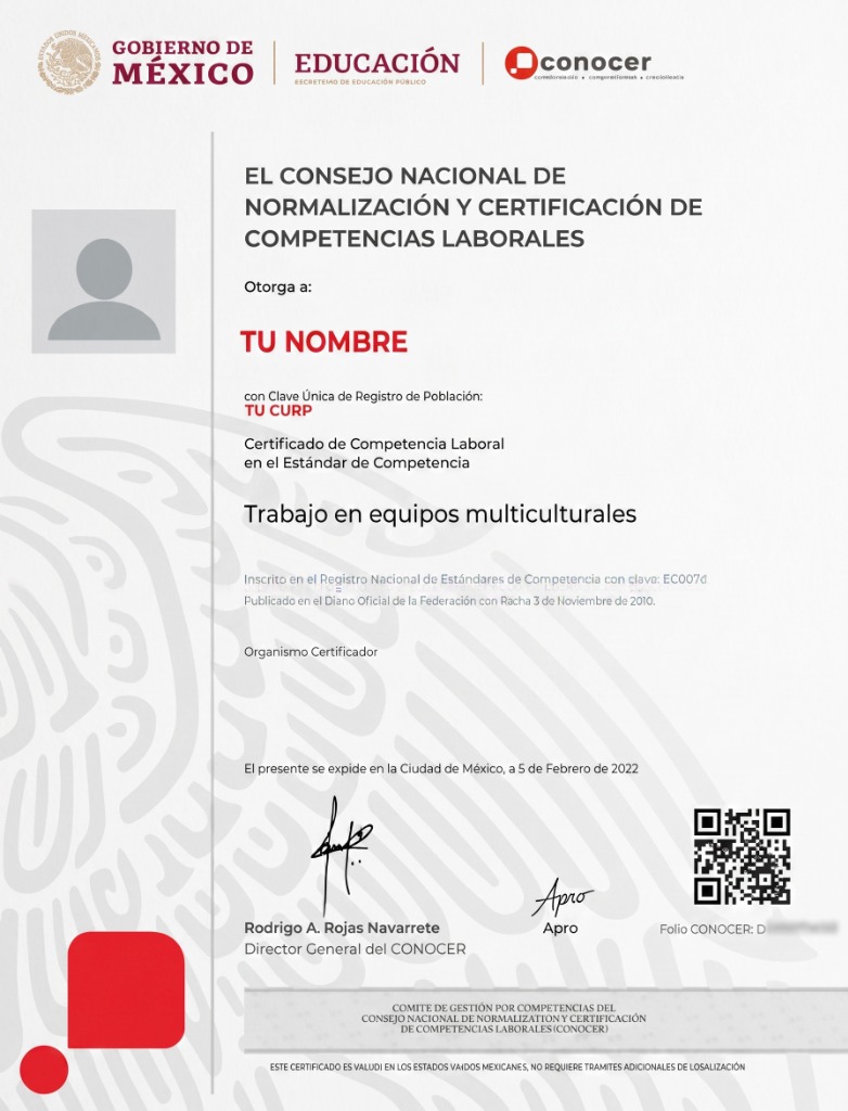 Certificación CONOCER - Acreditación de Competencias Laborales SEP
